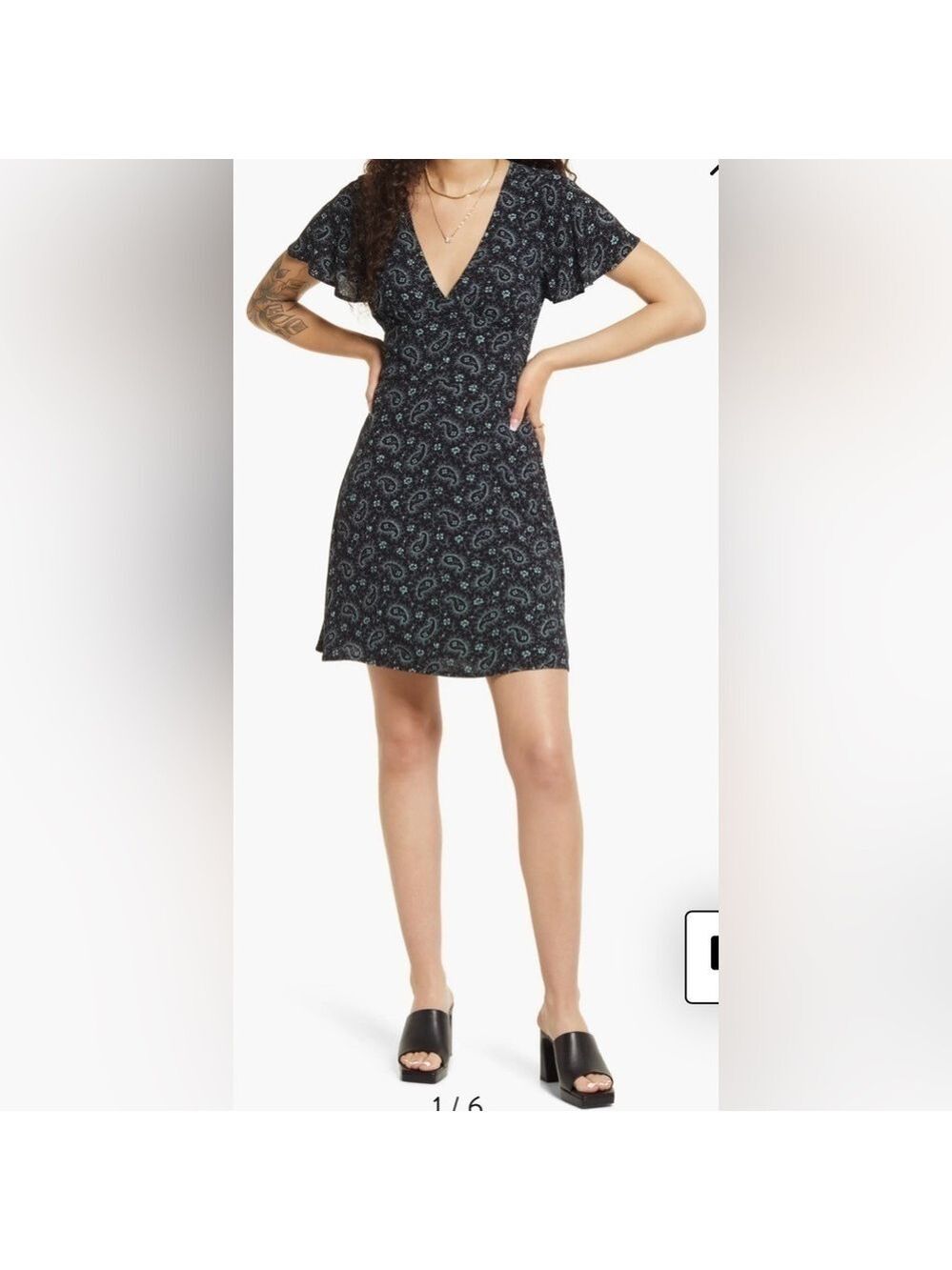 BP. Women’s Paisley Flutter Sleeve V-Neck Dress Plus Size: 3X NWOT